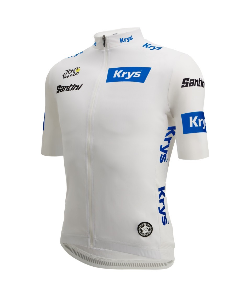 Miniatura 2.0 de Camisa Ciclismo Masculino Best Young Rider Tour de France Branco Santini