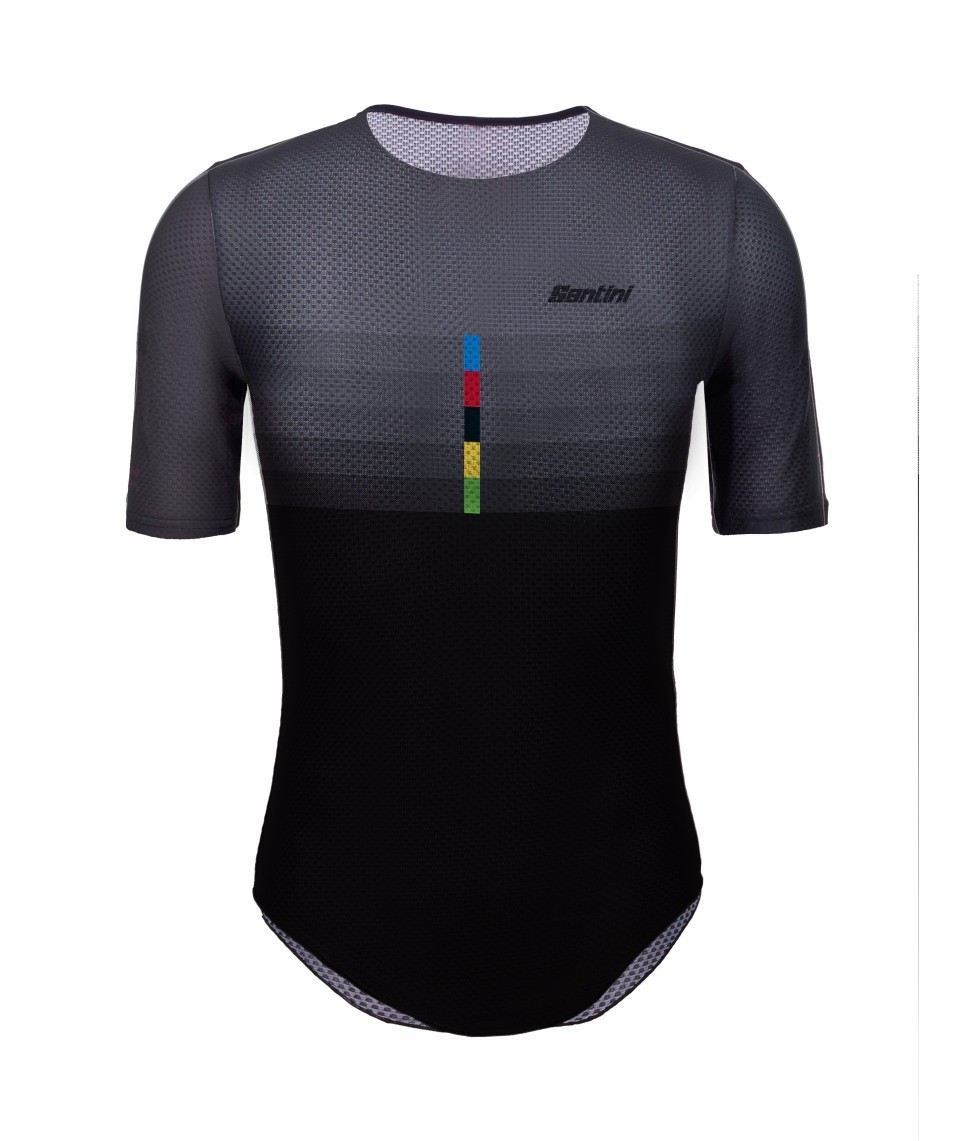 Miniatura 1.0 de Camisa Ciclismo Unissex UCI Rainbow Baselayer Preto/Cinza Santini